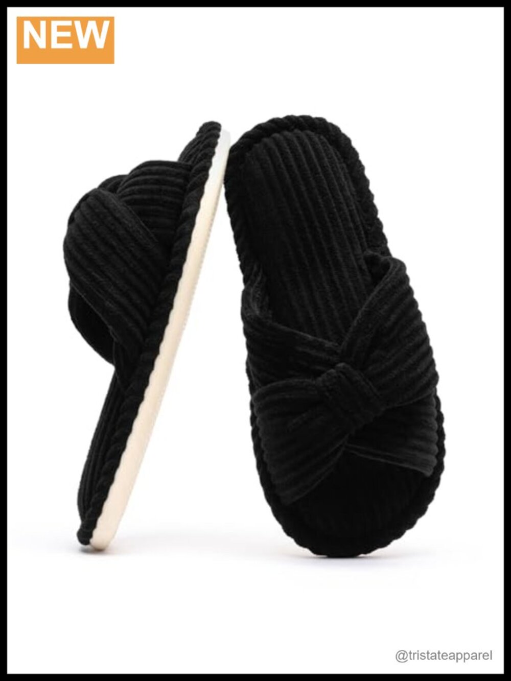 Memory Foam Open Toe Slippers Corduroy Bow Cozy Comfortable House Slides